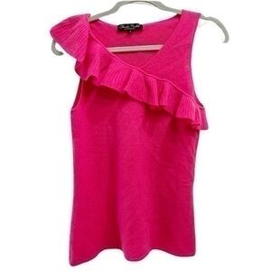 Claudia Nichole Cashmere Raffle Neck Sleeveless Sweater Top size M